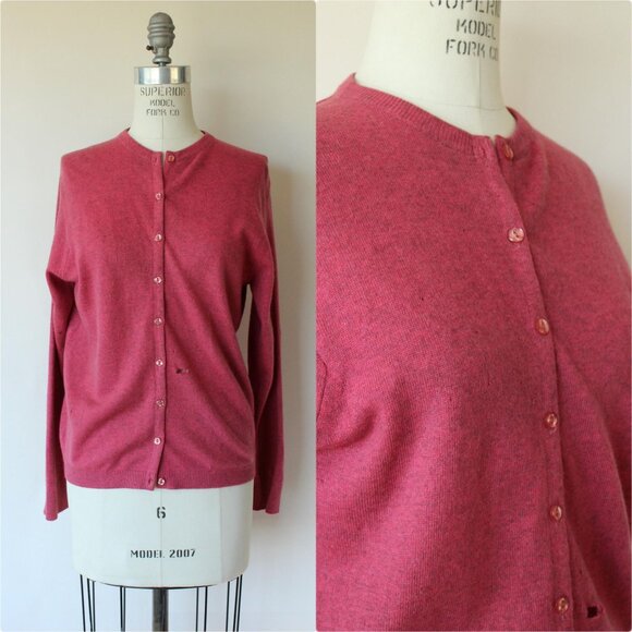 Vintage 1960s Sweater, Pink Cashmere Cardigan by Ballantyne, Size 36, Scotland - Picture 1 of 10